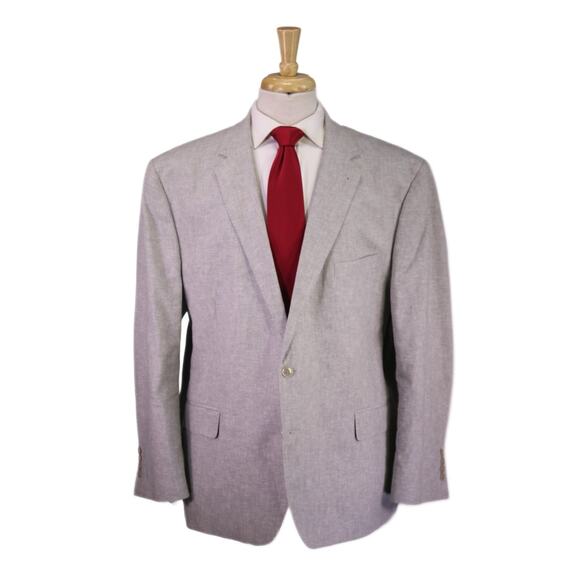 Joseph Abboud Men's Light Gray Cotton Linen Slim Fit 2-Btn Suit 48R